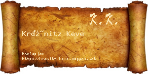 Kránitz Keve névjegykártya